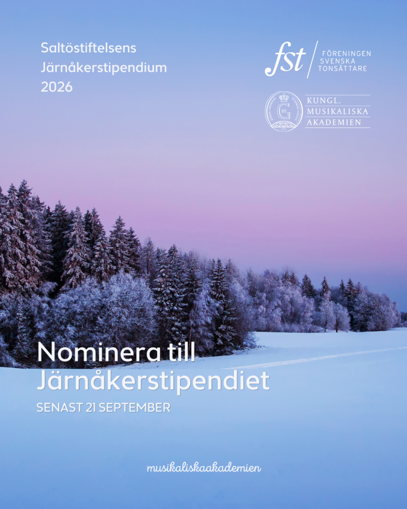 Nominera till 2026 års Järnåkerstipendium. Foto: Kungl. Musikaliska Akademien.